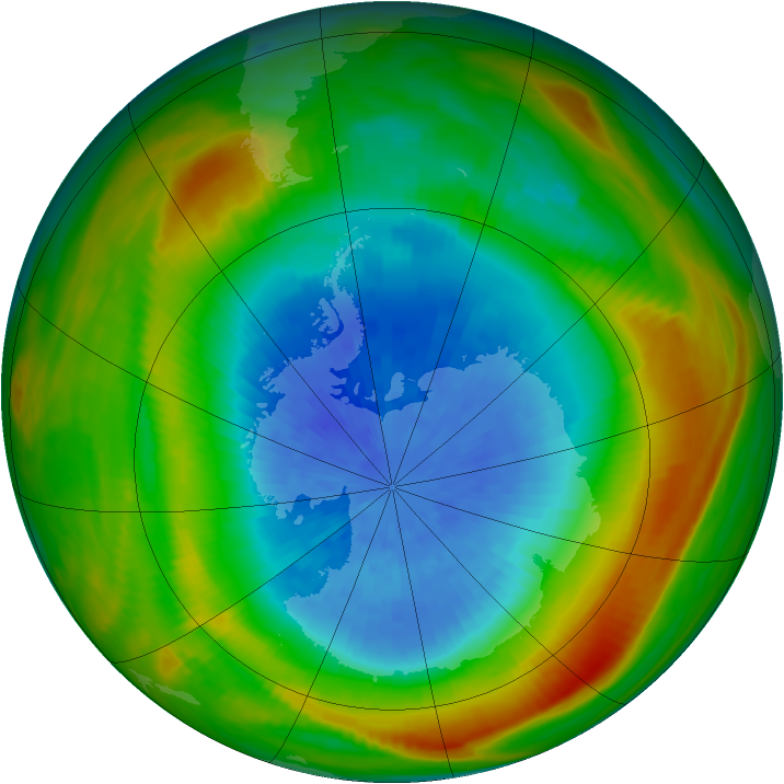 Antarctic ozone map for 28 September 1980